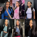 Straight Clip in Hair Extensions Real Human Hair 8Pcs Remy Human hair Clip ins for Women, Natural Soft Silk Straight Human Hair 120g 16inch #1B Natural Black