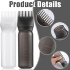 Pimoys 2 Pack Root Comb Applicator Bottle 6 Ounce Oil Applicator for Hair Dye, Hair Oiling Applicator Hair Coloring Bottle with Graduated Scale, Black and White