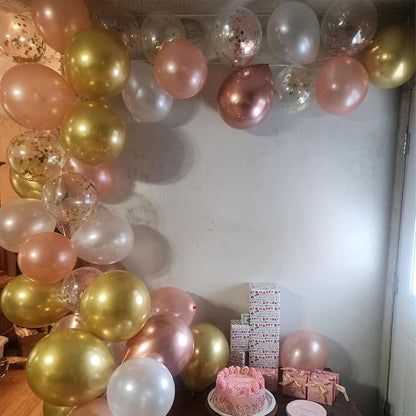 Rose Gold Confetti Balloons, 60 Packs 12 inch Metallic Rose Gold and Chrome - Image 4