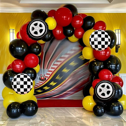 160Pcs Red Yellow Black Race Car Balloon Garland Arch Kit | 160Pcs Red Yellow by Unknown