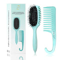 ZAINY Curl Defining Curly Hair Brush 2 PC Set, Wide Tooth Comb for Curls, Detangler Wet Hairbrush & Shower Comb for Wavy Hair Styling, Detangling Gift Sets for Women, Girls, Kids, Toddler, Men - Green