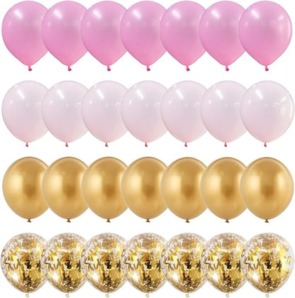 Pink Gold Balloons Set, 12 Inch Matte Pink Pastel Baby Pink Metallic Gold - Image 7