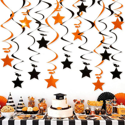 Orange Black Hanging Swirl Decorations by PARTVON