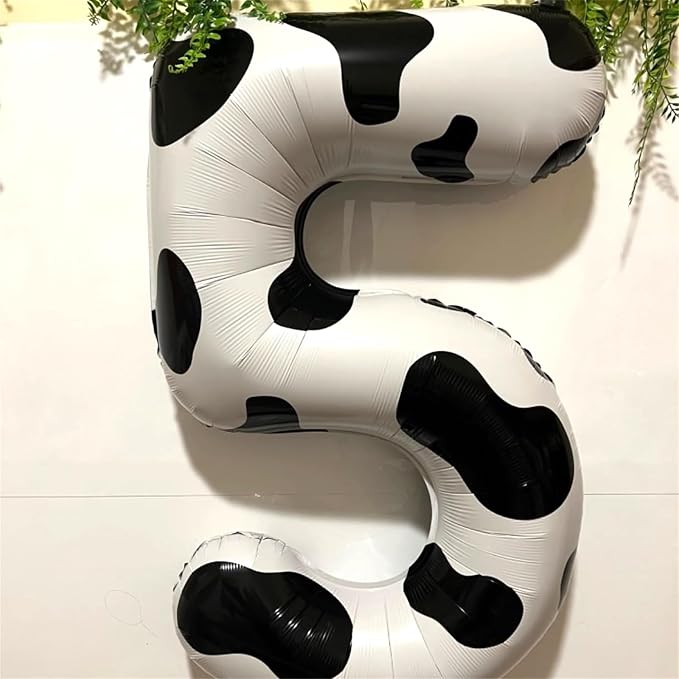 Cow Print Number Balloons 5 for Kids, 40 Inch Foil Large Number 5 Self - Image 7