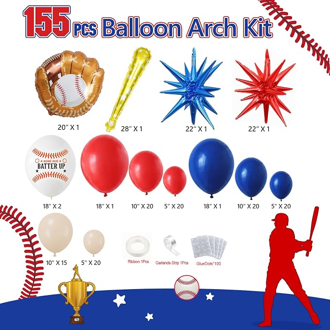 Baseball Balloon Garland Arch Kit Baseball Party Decorations - Image 3