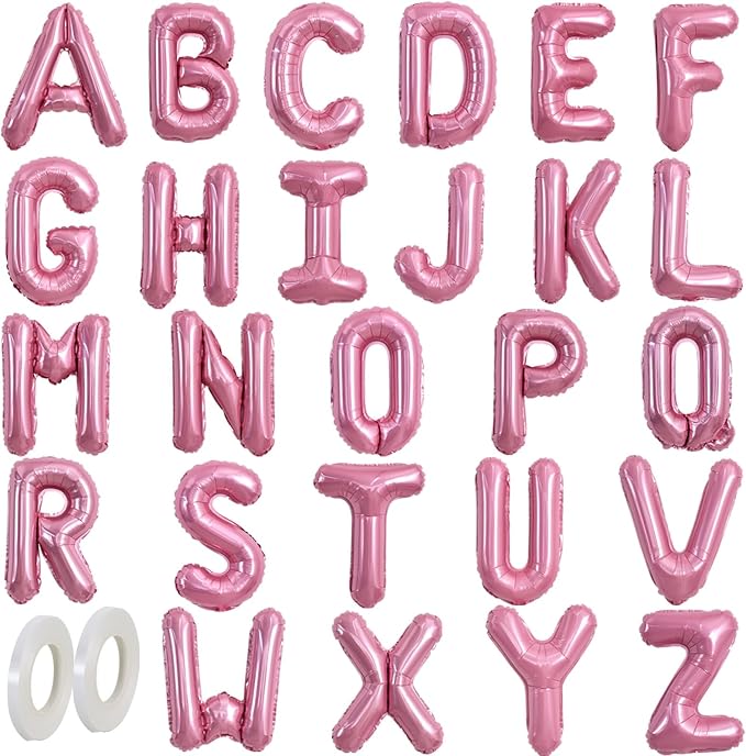 TONIFUL Pink Letter Balloons 26 Pcs 1 Set A-Z Alphabet Banner Kit – 16 Inch by TONIFUL