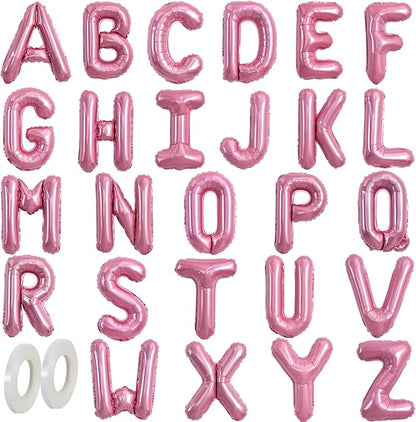 TONIFUL Pink Letter Balloons 26 Pcs 1 Set A-Z Alphabet Banner Kit – 16 Inch by TONIFUL