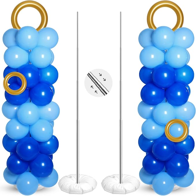 Civaner 2 Sets Cartoon Theme Balloon Column Stand Kit 100 Pcs Adjustable Blue by Civaner