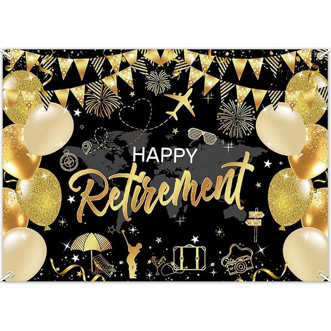 Mocsicka Happy Retirement Backdrop Pink Rose Gold Balloons Women Happy by Mocsicka