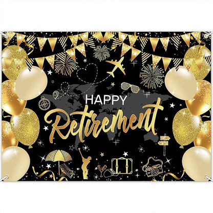 Mocsicka Happy Retirement Backdrop Pink Rose Gold Balloons Women Happy by Mocsicka