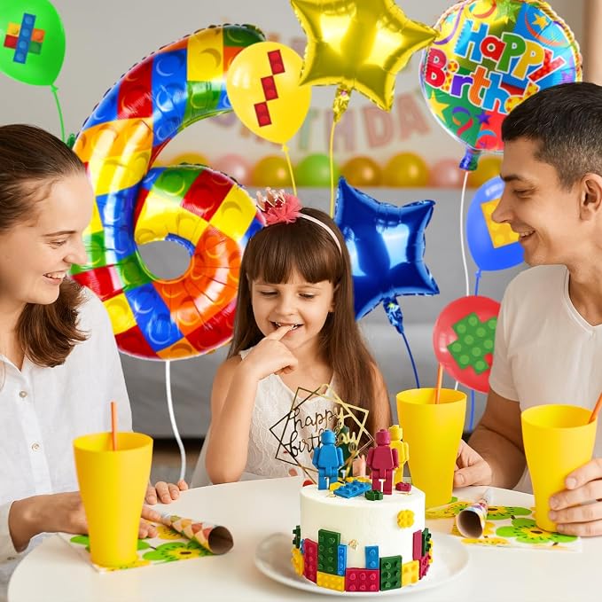 40 Inch Building Block Number Balloon, Colorful Number Block Foil Balloons - Image 5