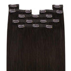 YoungSee Clip in Human Hair Extensions Brown Clip in Extensions Real Human Hair Darkest Brown Human Hair Clip ins Extensions Ease to Use 22Inch 7Pcs 120G