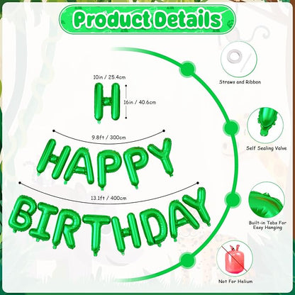 29PC Green Orange Happy Birthday Balloons Banner, 16Inch 3D Aluminum Letter - Image 3