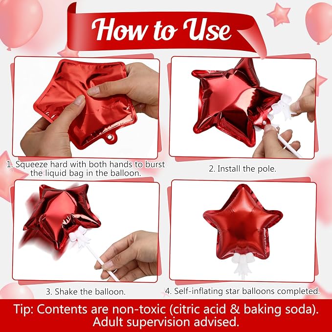 30 Pcs Mini Star Self Inflatable Balloons - Image 2