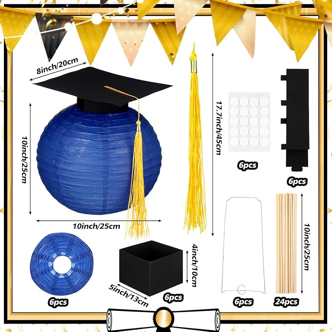 Silipull 6 Sets Graduation Table Centerpieces Hot Air Balloon Party Decorations - Image 2