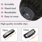 ORIGEN Clip in Bangs Real Human Hair Clip on Wispy Bangs Fringe with Temples Hairpieces Fake Front Bangs Extensions for Women Brown Black Color