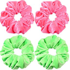 IVARYSS Extra Large Neon Scrunchies for Hair 80s, Premium Velvet Soft Jumbo Scrunchy, XL 6 inch Big Elastic Band Women and Girls Hair Accessories, 4 Pack, Neon