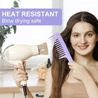 RHOS Hair Comb Set for All Hair Types and Genders - Wide, Fine Rat Tail, and Medium Detangling Combs for Styling (Purple)