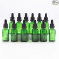 YIZHAO Green Glass Dropper Bottle 1oz, Tincture Bottles with Glass Dropper, for Essential Oils, Aromatherapy, Cosmetic, Laboratory, Pharmacy, Liquids, Travel –12 Pcs