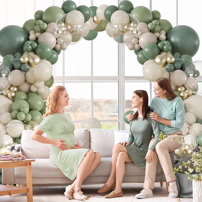 Sage Green Balloon Arch Kit for Baby Shower Bridal Shower Decorations | 132Pcs - Image 2
