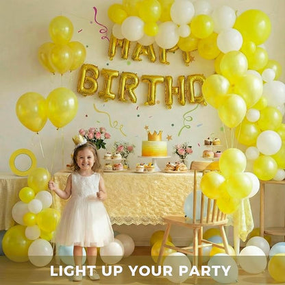 LOVESTOWN 110 PCS Lemon Yellow Balloons, 12 Inch Bright Yellow Latex | Birthday - Image 3
