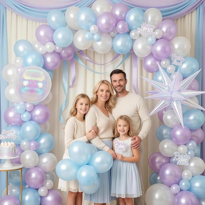 Iridescent Balloons, 12 Inch Pastel Blue Purple Transparent Latex Balloons - Image 5