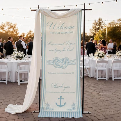 Mapileng Nautical Wedding Linen Wall Tapestry Welcome Banner, Personalized by Mapileng%E2%84%A2