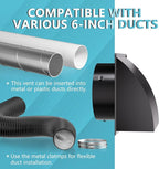 8 Inch Wall Vent Cover, HG Power Metal Exhaust Vent Cap Outside with Removable Screen & Cushioned Non-Return Flap for Home Wall, Kitchen(Blcak)