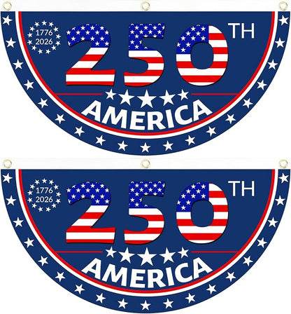 2PCS USA Anniversary 250th Flag, 1.5X3 FT Anniversary Fan Flags, Yard Signs by Unknown