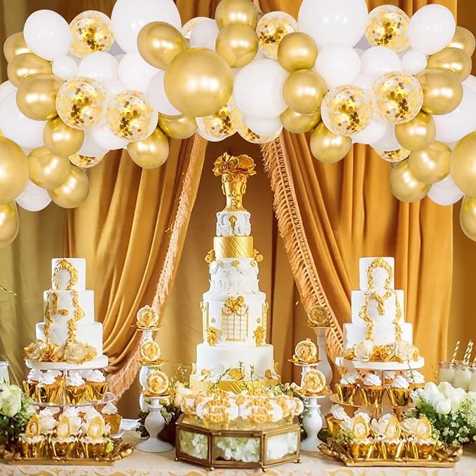 90Pcs White and Gold Balloons Set, 12Inch Gold Balloons | Gold and White - Image 3