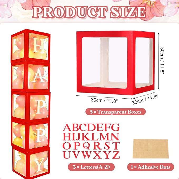 uxcell 5 Pcs Party Balloon Boxes, Transparent Balloon Boxes - Image 2