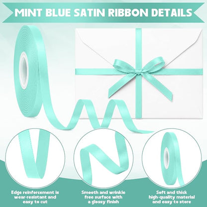 3/8In 30Yards Mint Blue Thin Ribbon - Image 3