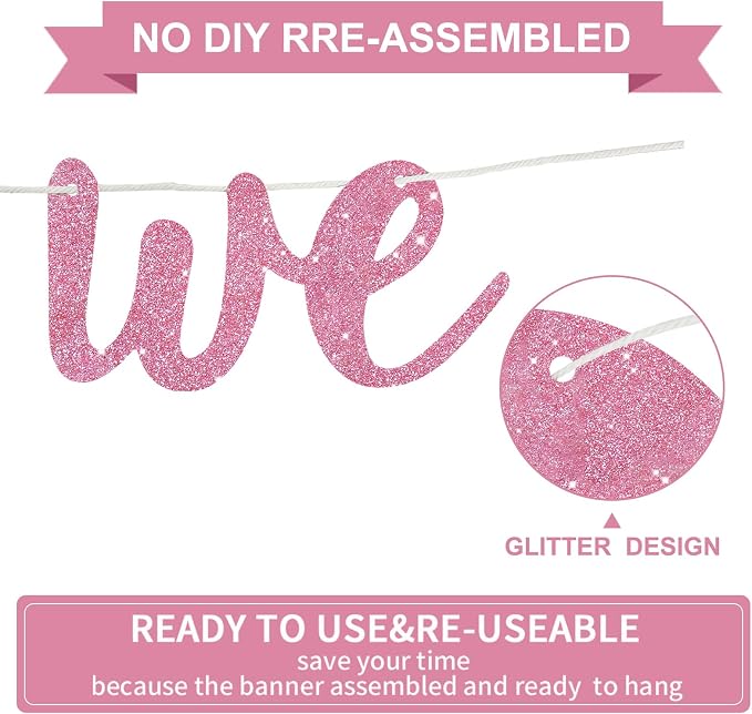 BEISHIDA Glitter Pink Good Luck We Will Miss You Banner Party Decor No DIY | - Image 3