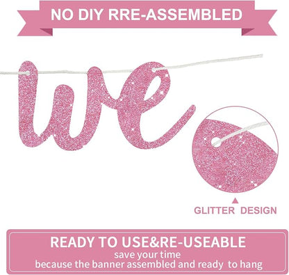 BEISHIDA Glitter Pink Good Luck We Will Miss You Banner Party Decor No DIY | - Image 3