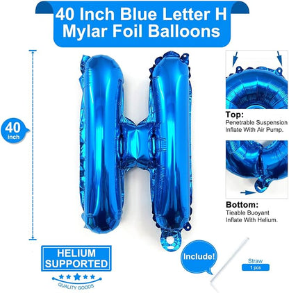 Lovoir 40 Inch Large Blue Letter H Balloons Big Size Jumbo Mylar Foil Helium - Image 2