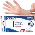 Pro Vinyl Clear Gloves - Medium Size, 100 Count | Latex-Free, Powder-Free, Heavy Duty, Non-Sterile, | Food Prep, Kitchen & Cleaning Gloves, Hair Coloring | Ideal for Professional Use