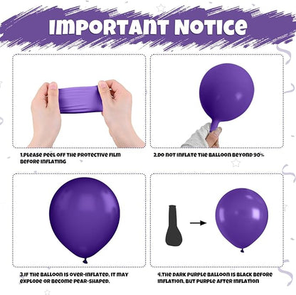 Purple Green Black Balloons, 12 Inch Fruit Green Dark Purple Black Balloons - Image 3