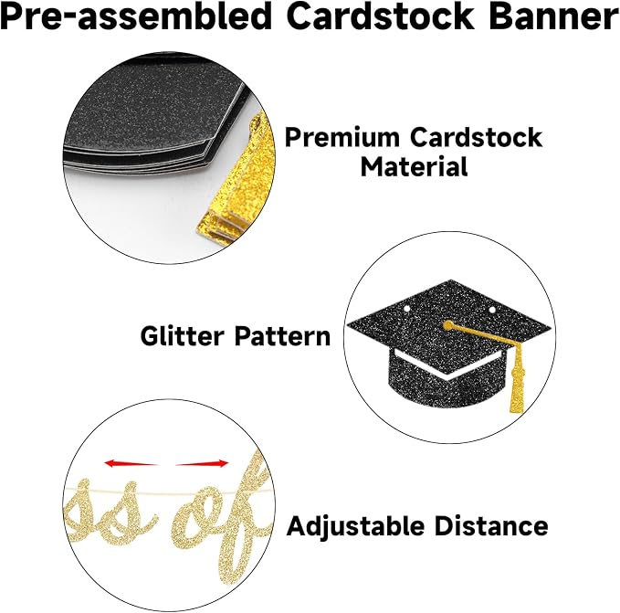 jijAcraft Class of 2026 Graduation Banner Set, Pre-Strung Graduation Party - Image 3