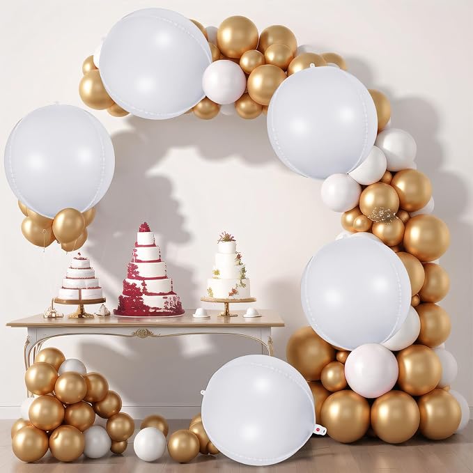 Metallic White Balloons, 22 Inch Large Sphere Round Balloons - Image 2