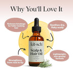 Kitsch Rosemary Oil for Hair Growth – Pre-Wash Hair Oil with Castor, Biotin, Jojoba – Hair Care, Adds Shine, Strengthens Roots, Scalp Treatment | Ideal Gifts for Women – Lavender Scent, 60mL