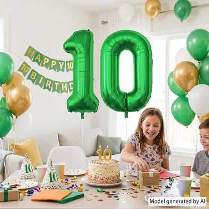 Green Number 10 Balloon 40 Inch, Foil Duo - Image 3