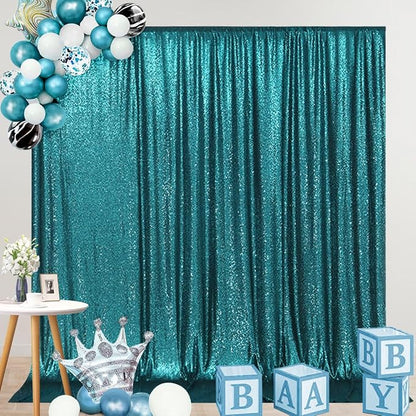 SquarePie 8x8ft Teal Sequin Backdrop, High Density Non-Transparent Glitter - Image 8