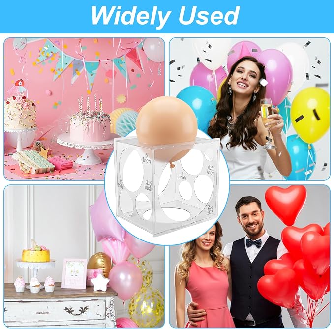 11 Holes Balloon Sizer Cube Box, 2-10 Inch Foldable Balloon Measure Box Clear - Image 6