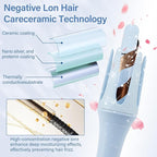 JAMIEWIN Automatic Hair Curler, 28mm Rotating Curling Iron with 3 Temperatures, Fast Heating Curling Tongs Anti-Scald, Anti-Tangle Curling Wand with Negative Ions for Medium Long Hair Blue