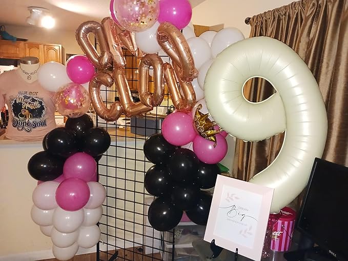 9 Balloon Number 40 Inch Cream Balloons - Image 2
