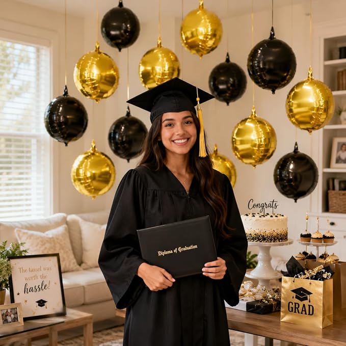 Black Gold Round Foil Balloons - Image 6