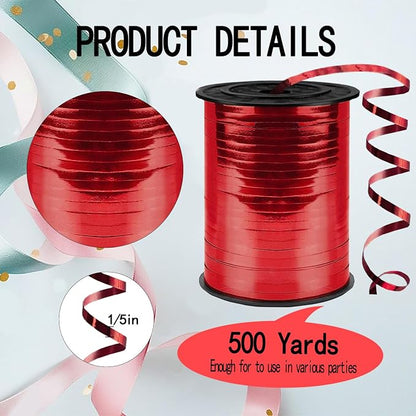 500 Yards Curling Ribbon, 1/5 Inch Shiny Red Ribbon, Balloon String, Party - Image 2