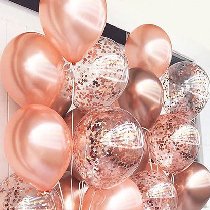 PartyWoo Metallic Rose Gold Balloons 100pcs Latex Balloons Different Sizes | 18 - Image 8