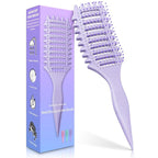 Curl Defining Brush, 4-in-1 Curly Hair Brush – Flexible Styling Brushes for Women and Men, Curls Detangling Hairbrush Featuring a Crescent Shape and Ultra-Smooth Bristles for Wet & Dry Hair - Purple