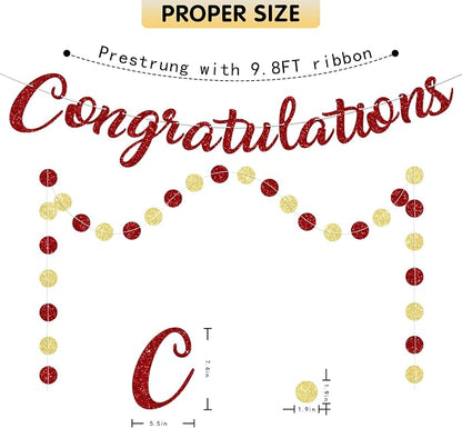 Red Congratulations Banner Sign Prestrung Congrats Banner Garland - Image 3